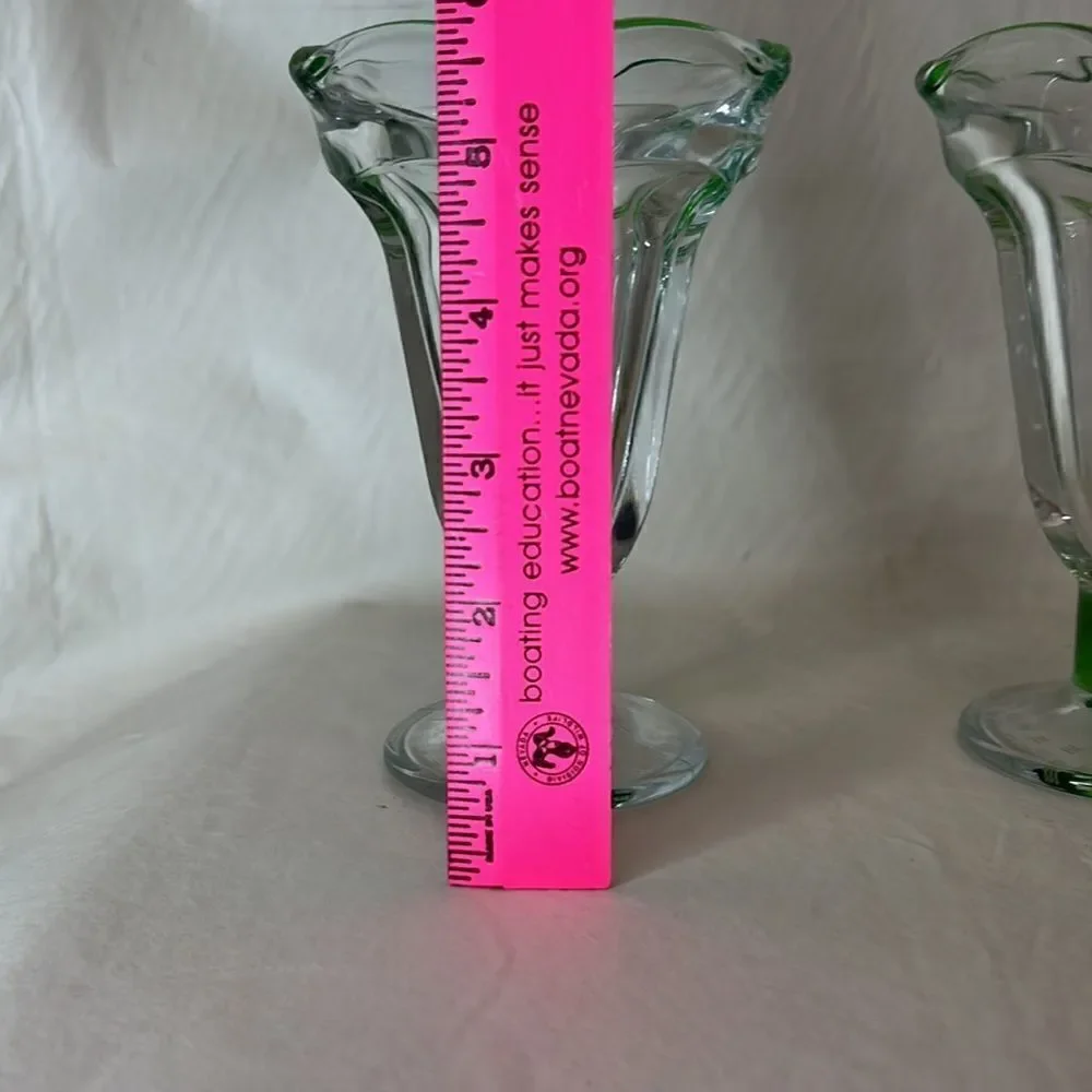 Ice Cream Sundae Parfait Dessert Glasses 3 1/2 Inches Round 6 Inches Tall Set 2